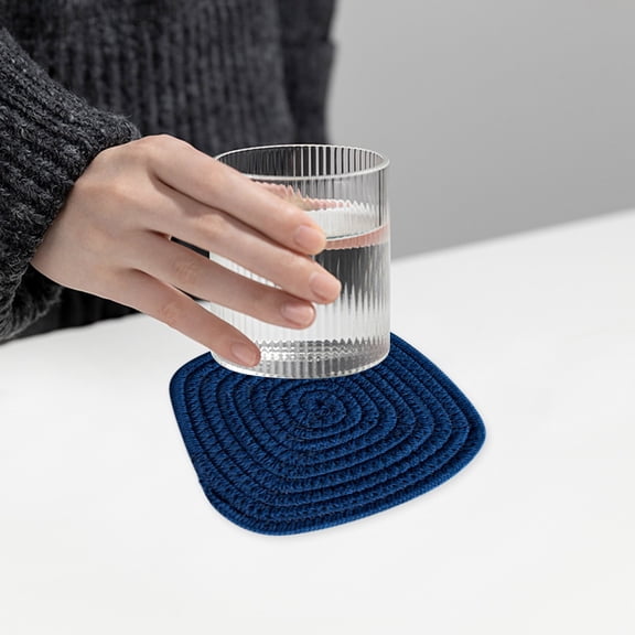 Uioepy Liquidation Hand-Woven Cotton Thread Square Coasters, Thickened Anti-Slip Tea Cups, Coffee Mats, Anti-Scald And Heat-Insulating Mats, Tableware And Table Mats Kitchen Holders Trivets Cotton Thr