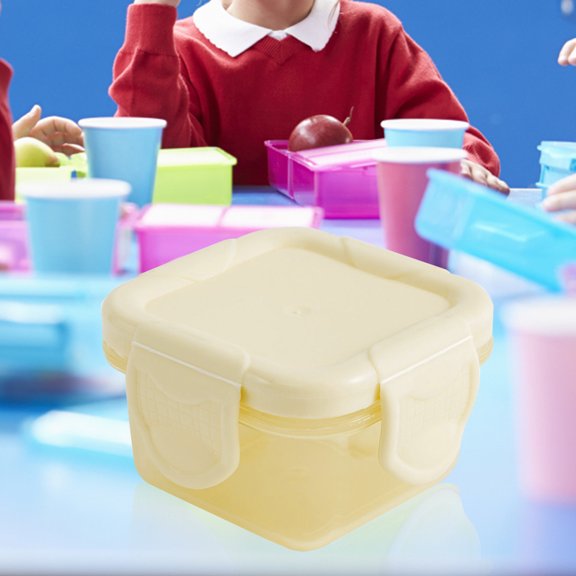 Uioepy Liquidation Mini Food-Grade Thickened Sealed Food Storage Container 150Ml Yellow Mini Plastic Food Storage Containers With Lids, Small Airtight Containers, Square School Lunch Containers For Ch