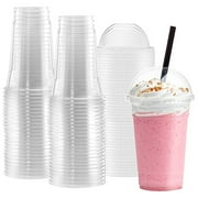 Uioepy Liquidation Transparent Plastic Cups With Lids 450Ml5 Cups With Ball Lids 100 100 Sets Plastic Cups With Dome Lids For Iced Cold Drink Coffee Tea Smoothie Glass&Bottle Kitchen Cups