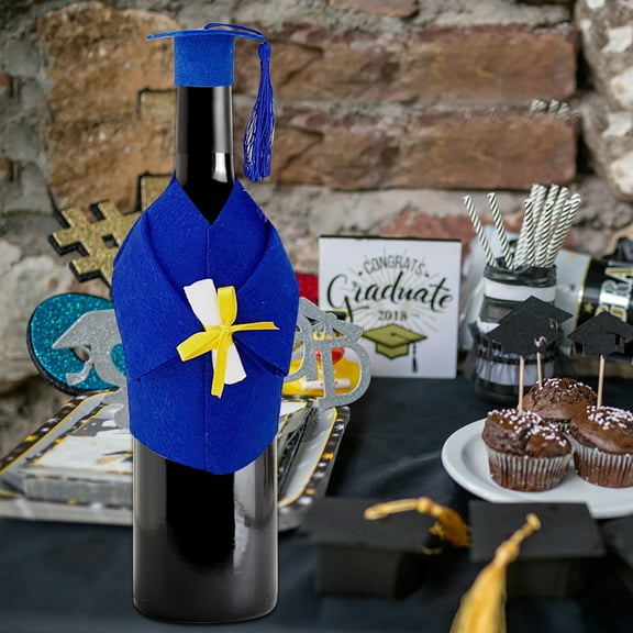 Uioepy Liquidation The Wine Bottle Is Decorated In Blue. Mini Doctor Dress Bachelor Dress Graduation Season Graduation Event Party Decoration Bottle Decoration Props Doctor Dresskitchen Bottle Cover K