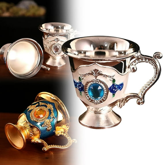 Uioepy Qianlong Cup Antique Ornaments European Style Creative Retro Baijiu Cup Handle Cup Metal Handicraft Gift Home Decoration Tea Cup Home and Kitchen E , 1 Wine Glass off Promotions
