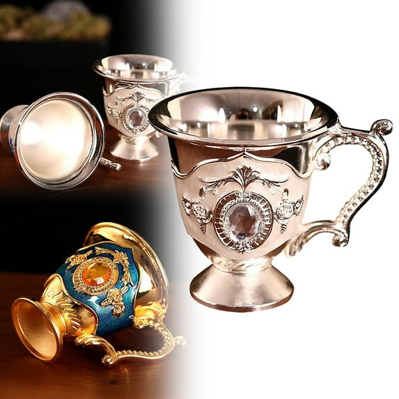 Uioepy Qianlong Cup Antique Ornaments European Style Creative Retro Baijiu Cup Handle Cup Metal Handicraft Gift Home Decoration Tea Cup Home and Kitchen D , 1 Wine Glass off Promotions