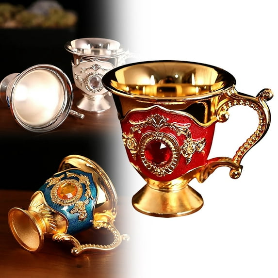 Uioepy Qianlong Cup Antique Ornaments European Style Creative Retro Baijiu Cup Handle Cup Metal Handicraft Gift Home Decoration Tea Cup Home and Kitchen a , 1 Wine Glass off Promotions