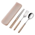 thumbnail image 1 of Uioepy Stainless Fork Chopsticks Spoon Portable Tableware Set Outdoor Tableware Home Flatware Set kitchen utensils Khaki, 1 pair of chopsticks + 1 fork + a spoon + plastic box, 1 of 8