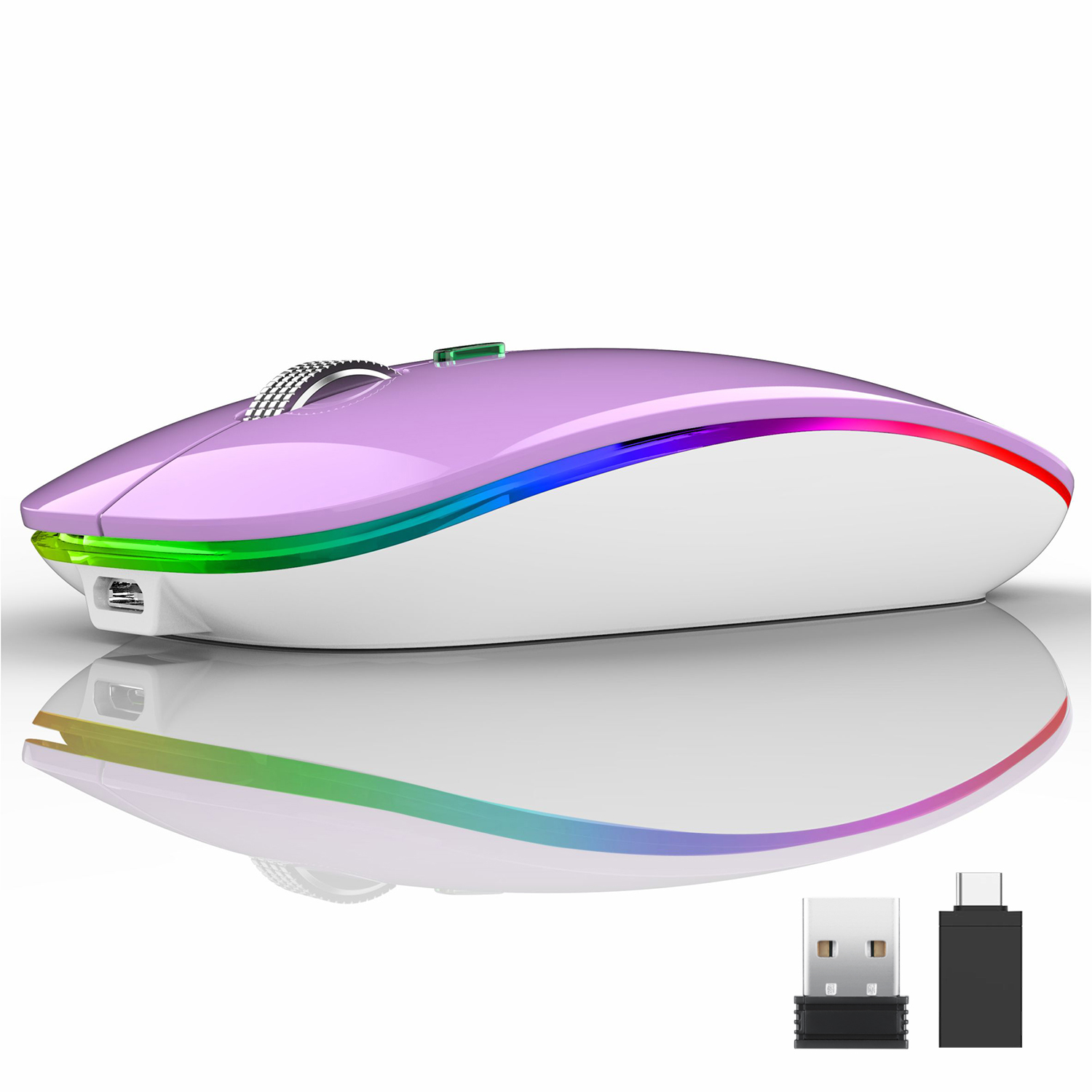 Uiosmuph Wireless Mouse, LED Rechargeable Silent Mouse, USB Receiver ...