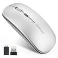 thumbnail image 1 of Uiosmuph Wireless Mouse Silent Rechargeable Computer Mouse with USB Nano Receiver Silver, 1 of 8
