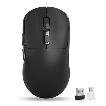 Uiosmuph Wireless Mouse Rechargeable Ergonomic Computer Mice, 2.4GHz Optical with USB Receiver & Type C Adapter for Laptop Black