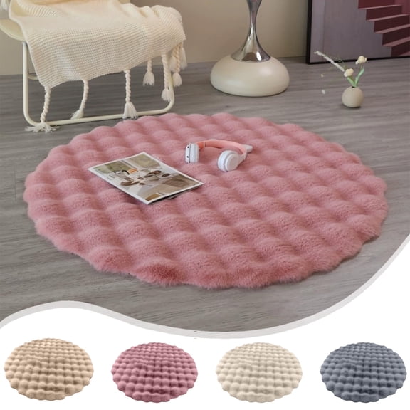 Uiz Merueh Under $10 Round Area Rug for Bedroom, Machine Washable, Fluffy Plush Shag Furry Circle Rugs for Kids Room, Living Room Decor Aesthetic, Cute Fuzzy Carpet for Nursery Playroom Dorm