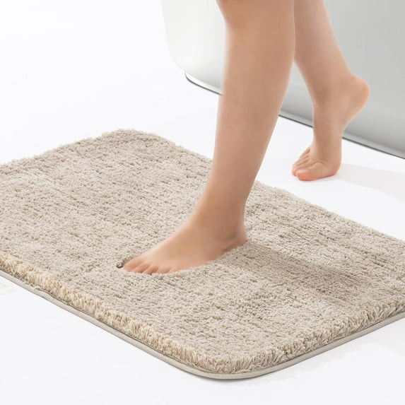 Tupukom Bath Rugs for Bathroom Extra Thick - Anti-Slip Bath Mats Soft Plush Yarn Shaggy 100% Strong Mirco Polyeste Mat Living Room Bedroom Mat Floor Water Absorbent - Beige