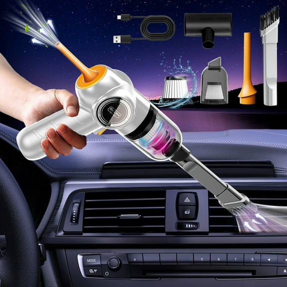 Uiz Merueh Car Vacuum Wet and Dry Handheld Car Vacuum Cleaner Powerful Suction Hand Vac Hand Vacuum Cordless, Hand Vacuums for Car/Home/Pet