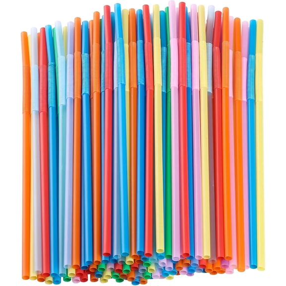 Uiz Merueh 400 Bendable Disposable Drinking Straws - Flexible Straws - Bendy Straws Disposable - Plastic Straws Bendable - Classic Straws - Straws disposable- Straws Drinking Plastic