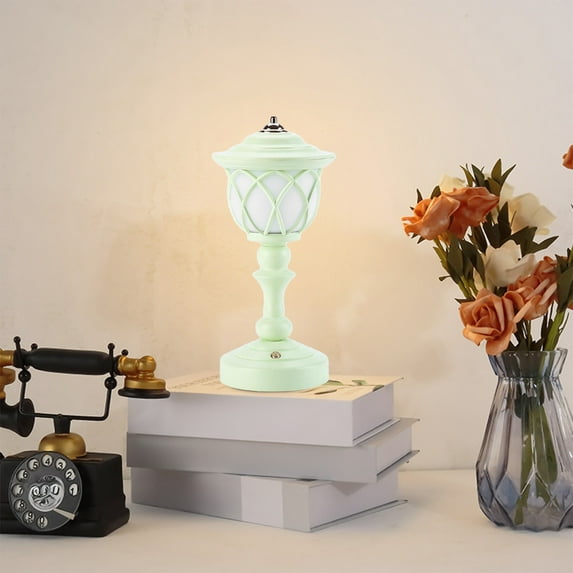 Tupukom Retro Cordless Table Lamp, Long Lasting Dimming Night Light, Small Rechargeable Battery Operated Light for Cruise Camping Travel Nightstand, Decoration, Gift
