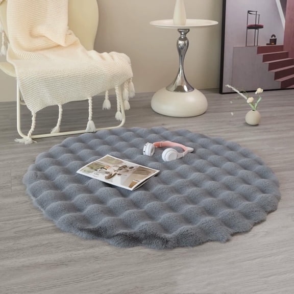 Uiz Merueh Clearance Round Area Rug for Bedroom, Machine Washable, Fluffy Plush Shag Furry Circle Rugs for Kids Room, Living Room Decor Aesthetic, Cute Fuzzy Carpet for Nursery Playroom Dorm
