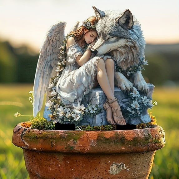 Uiz Merueh Garden Statues Garden Fairy Decor for Outside, Fairy Garden,Flower Fairy Outdoor Statue,Powered Ornaments,Patio Lawn Yard Porch, Garden Fairy Figurines for Home Garden Gifts