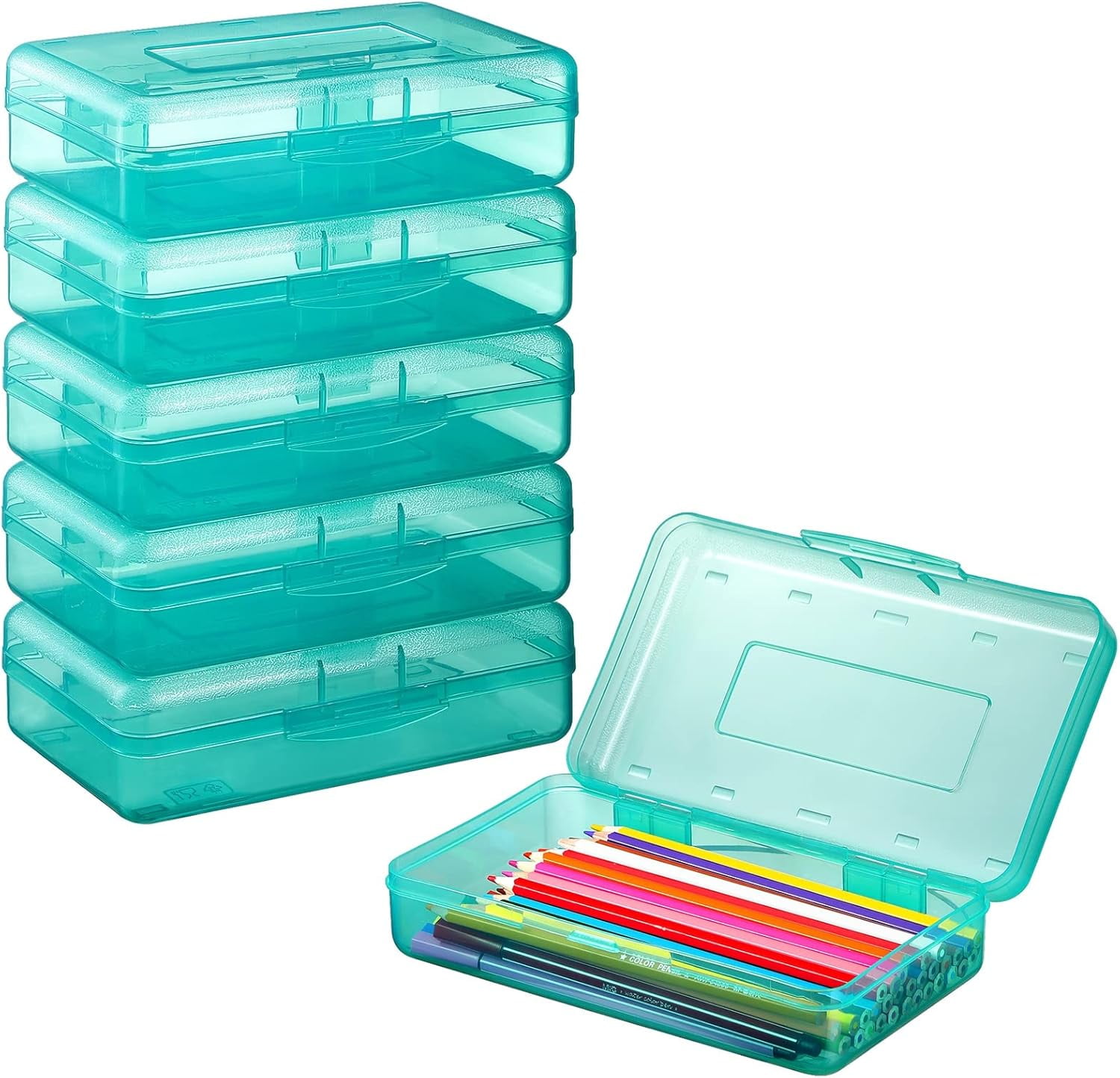 Leelosp 12 Pack Clear Pencil Boxes For School Bulk Plastic Pencil Case With Lid Hard Large Crayon Storage Box Stackable Classroom Stationery Organizer School Supplies For Adult(Gray