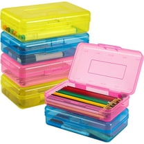 Uiz Merueh Pencil Case Box Craft Hobby Art Supply Storage Organizer Container with Latching Lid, for Bead Pens Ribbons Tape Sticker Yarn Ornaments, Stackable