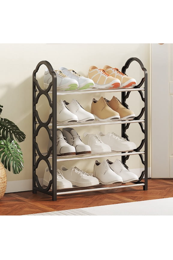 Uiz Merueh Shoe Rack Organizer Under $10 4 Tier Shoe Rack Shelf Shoe Shelf Storage Organizer for Hallway Closet, Free Standing Shoe Racks for Indoor Outdoor