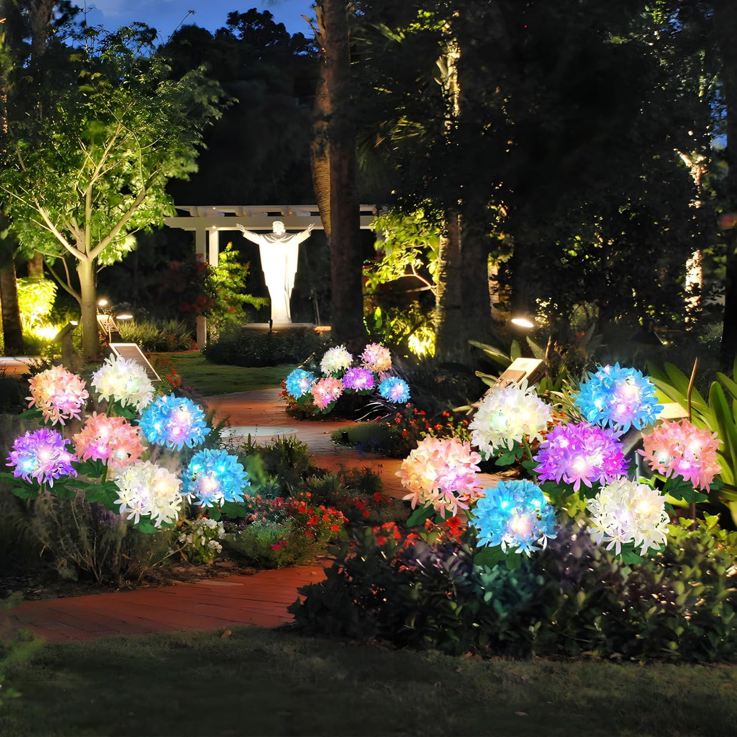 Uiz Merueh Solar Lights, Solar Flowers Lights with Enlarged Blooming Hydrangea Flowers Waterproof for Garden Yard Patio Lawn Backyard Pathway Gardening Gifts for Women Mom