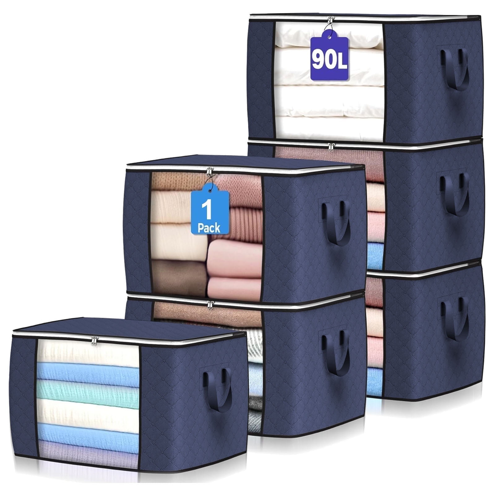 Uiz Merueh Storage Clothes Bins Closet Bags - 90L Containers Organizer ...