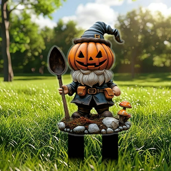 Uiz Merueh Yard Decorations Outdoor Garden Gnomes Statue Yard Art, Weather Proof Flower Stakes for Yard Porch Lawn Pathway Pot Decorations