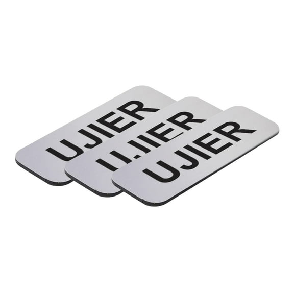 All Quality Badges Ujier 1 x 3" Name Tag, Silver (3 Pack)