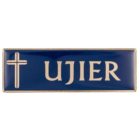 Ujier Spainish Usher Magnetic Badges Large Gold & Blue Package of 2
