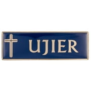 Ujier Spainish Usher Magnetic Badges Large Gold & Blue Package of 2