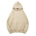 thumbnail image 1 of Ujnder Women's Cozy Basic Sweatshirts Loose Fit Hoodies with Pocket Long Sleeve Drop Shoulder Pullover for Women Casual Fall Outfits 01-Beige XXL, 1 of 7