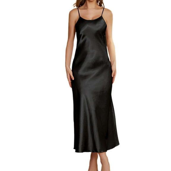 Ujnder Women's Nightgown French Style Slim Fit Long Minimalist Homewear Black S