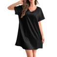 thumbnail image 1 of Ujnder Women's Nightgown Ice Silk Thin Home Service Long Sleep Dress for Ladies Casual Sleepwear Black One Size, 1 of 4