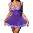 thumbnail image 1 of Ujnder Women's Nightgown Lace Bodysuit with Shapewear Alluring Sheer Purple XXL, 1 of 4