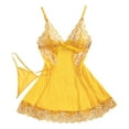 thumbnail image 1 of Ujnder Women's Nightgown Lace Bodysuit with Shapewear Alluring Sheer Yellow L, 1 of 4