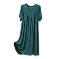 thumbnail image 1 of Ujnder Women's Nightgown Pleated Crew Neck Short Sleeve Negligee Casual Midi G L, 1 of 3