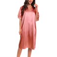 thumbnail image 1 of Ujnder Women's Nightgown Set Lightweight Silk Tie Belt Asymmetrical Design Loungewear Pink One Size, 1 of 4