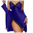 thumbnail image 1 of Ujnder Women's Nightgown Set Suspender Lace Home Wear Comfortable Two Piece Blue S, 1 of 9