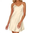 thumbnail image 1 of Ujnder Women's Nightgown Sleeveless Silk Lightweight Sleepshirt Solid Color Beige L, 1 of 4