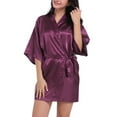 thumbnail image 1 of Ujnder Women's Nightgown Soft Long Satin Robe Silk Kimono Full Length Bath Robe Purple S, 1 of 8