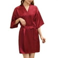 thumbnail image 1 of Ujnder Women's Nightgown Soft Long Satin Robe Silk Kimono Full Length Bath Robe Red L, 1 of 8