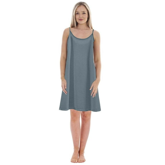 Ujnder Women's Comfortable Solid Color Plus Size Sleeveless Short Nightgown Loose Fit Blue XL