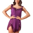 thumbnail image 1 of Ujnder Women's Sleeveless Nightgown Lace Mesh Chemise Summer Sleepwear Dress Purple XL, 1 of 3