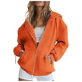 thumbnail image 1 of Ujnder Women's Zipper Drop Shoulder Sweatshirt Hoodies Long Sleeve Hooded Pullover Pocket Jacket for Women Fall Outfits 2025 Orange XL, 1 of 4