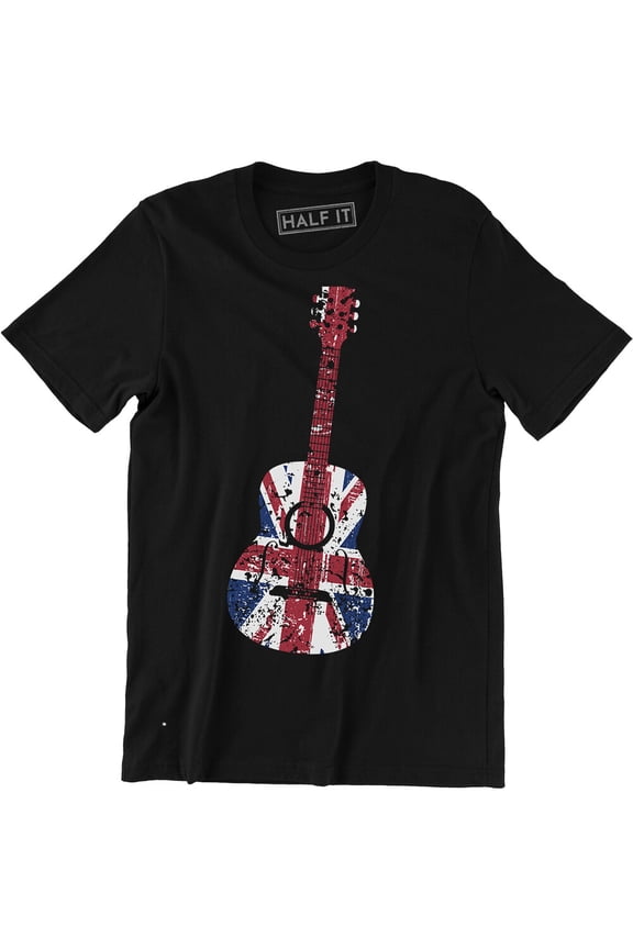 Uk Acoustic Guitar Flag - Musician Festival Men'S T-Shirt Tee All Size S-5XL