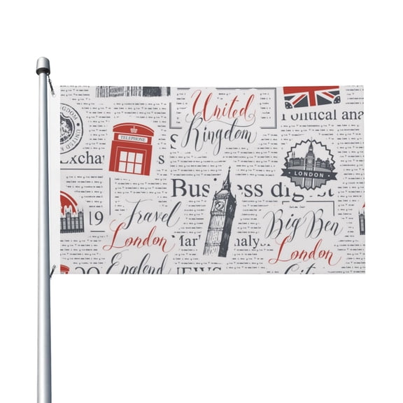Uk And London British Vintage Newspaper Flag 3X5 Ft Garden Yard House Flags Banner Sign Outdoor Indoor Party Home Garden Decoration