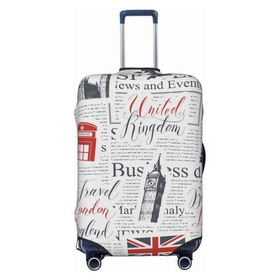 Uk And London British Vintage Newspaper Luggage Cover Elastic Stretch Travel Suitcase Protector Anti-Scratch 25"-28"