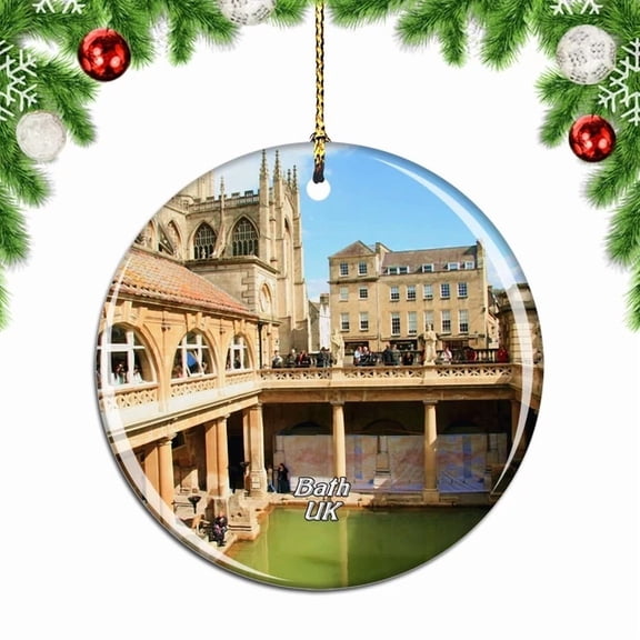 Uk England The Roman Baths Bath Abbey Christmas Ornament City Travel Souvenir 2D FLAT Ceramic Ornament