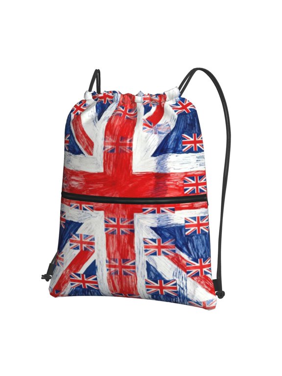Uk Flag Union Jack Drawstring Backpack Bag Water Resistant Yoga Shopping Cinch Bag Sackpack For Men Women