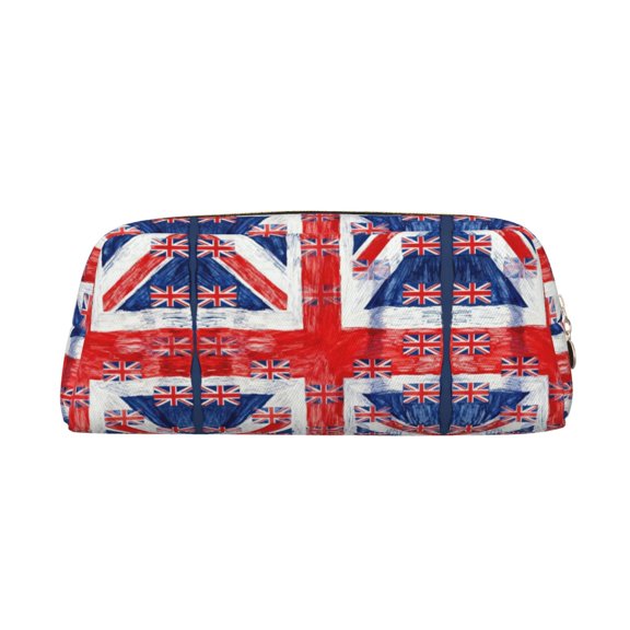 Uk Flag Union Jack Pencil Case Pouch Organizer, Leather Stationery Bag Daily Cosmetics Holder