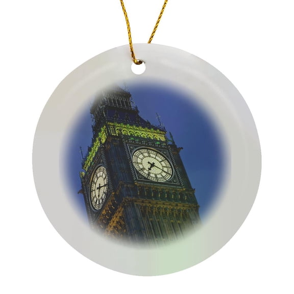3drose, Uk, London, Clock Tower, Big Ben at Dusk - Eu33 Bja0002 - Jaynes Gallery, Circle Porcelain Ornament