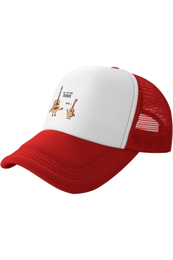 Uke I Am Your Father Ukulele Guitar Music Slogan Unisex Adult Adjustable Mesh Hats Baseball Hat Trucker Cap for Men Women Red