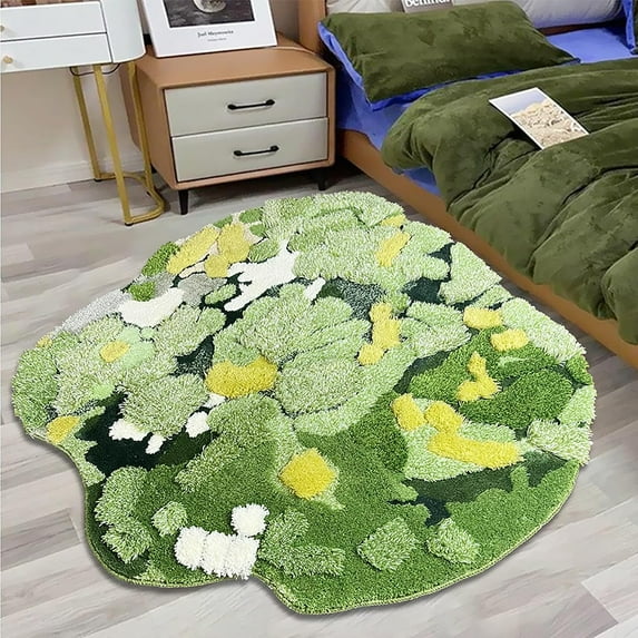 Ukeler 3D Shag Moss Area Rugs for Home Decor Non Slip Washable Kids Play Rug Cozy Plush Living Room Bedroom Bedside Rug 39.5''×39.5''